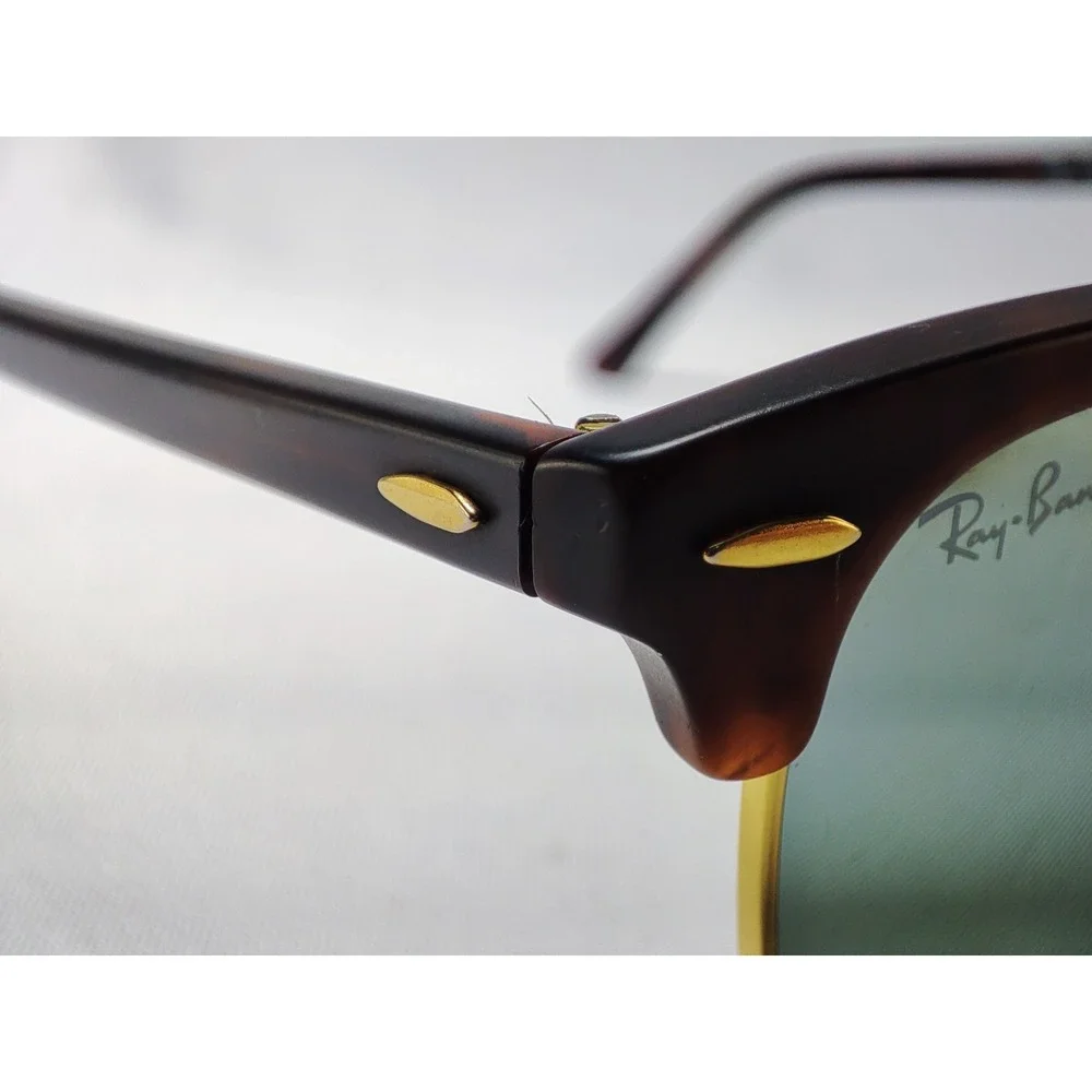 Ray-Ban RB3016 Clubmaster 51mm Tortoise Gold Green Lens Sunglasses